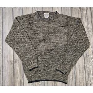 Vintage Saugatuck Sweater Men's Medium Brown Black Knit Fisherman Crewneck 90s